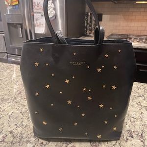 Tory Burch stud star black leather tote